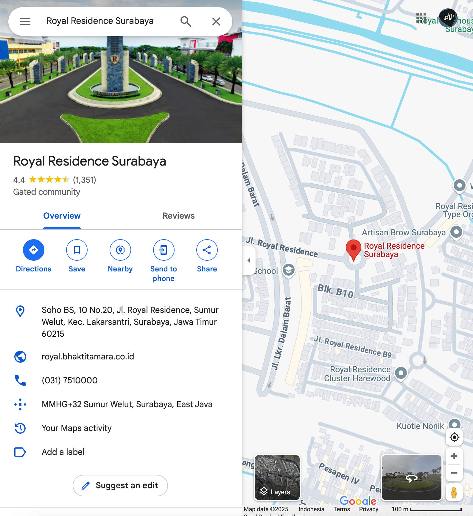 Google Maps Royal Residence Surabaya
